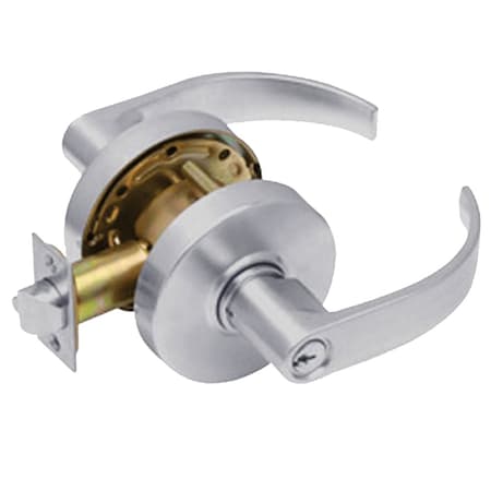 Grade 2 Storeroom Cylindrical Lock, Broadway Lever, Conventional Cylinder, Satin Chrome Finish